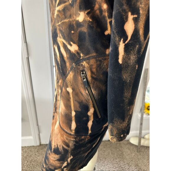 Athleta Women's Black Tan Tie Dye Raglan Sleeve Sweatshirt Sheath Dress Medium - Picture 4 of 9